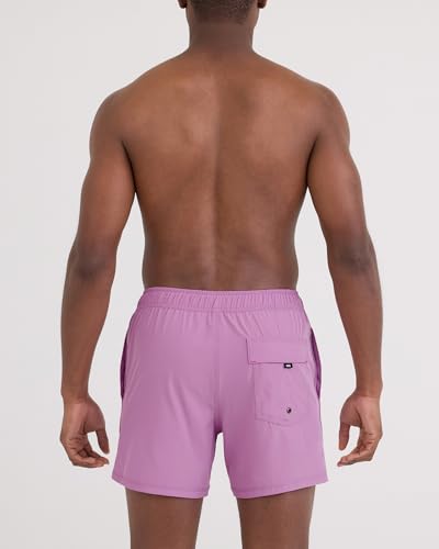 Men's Swim Trunks - Oh Buoy 2-in-1 Stretch Lined 5" Water Short with Cooling Liner - Dusty Lavender, Medium