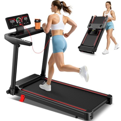 ApexionGear Black Foldable Incline Treadmill with Heart Rate Monitor & LED Display