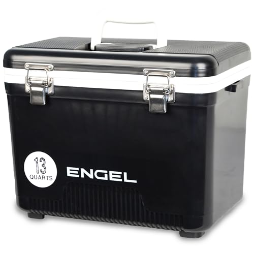ENGEL 13Qt Leak-Proof Hard Shell Cooler Black - Insulated Dry Box for Camping & Travel