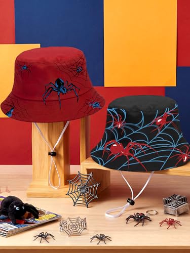 Skicuff 2 Pack Spider Bucket Hats Halloween Costume Set - Classic & Large Variations
