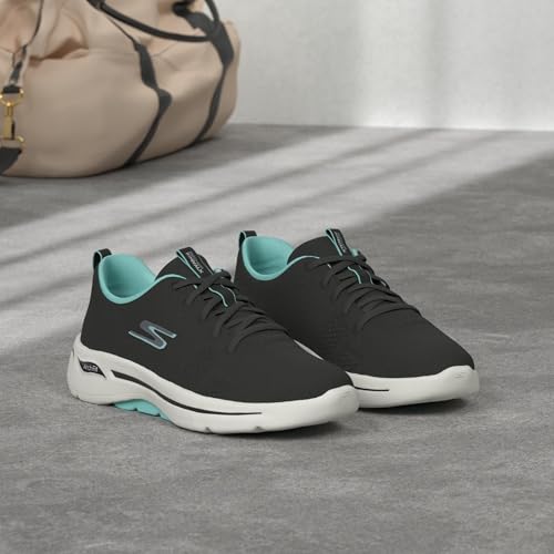 Skechers Women's Go Walk Arch Fit Unify Sneakers - 10 Wide Black/Aqua