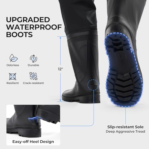 Calamus Waist Waders with Boots for Men - Black, 13 Variation