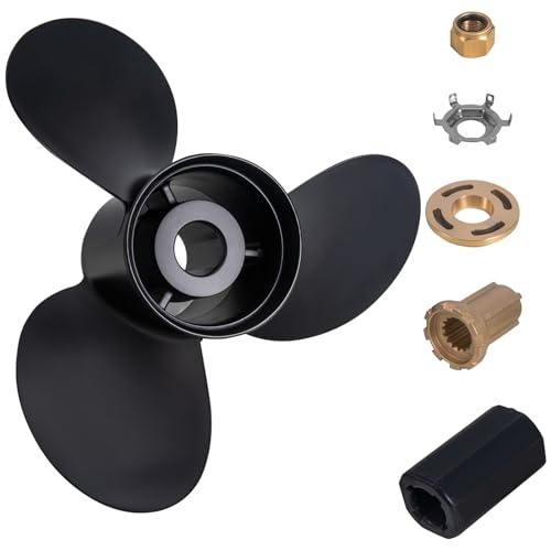 Qiclear 14.5x19 Aluminum Outboard Propeller for Mercury Engines 135-300HP, RH, Hub Kit Included