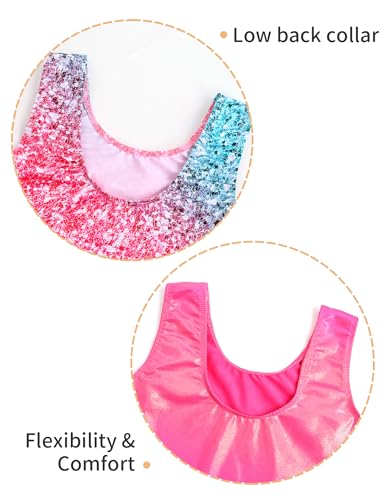 Girls Gymnastics Sparkly Leotard Unitard 9-10 Years Rose Green Pink 2 Pack