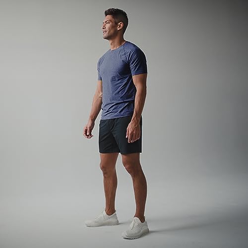Men's Reign Workout Shirt - Midnight Heather Large, Moisture Wicking, Anti-Odor, UPF 50+ Athletic T-Shirt