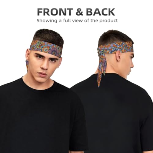 Boho Sports Headband Tie for Men Women - Athletic Sweat Band for Running Tennis Yoga