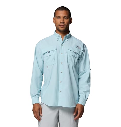 Columbia Men's PFG Bahama II Long Sleeve Shirt Large Marine Light - Fishing & Sun Protection