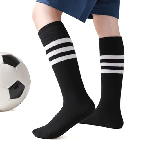 Kids Knee High Soccer Socks - Striped Team Tube Socks for Toddlers 3-10 Years