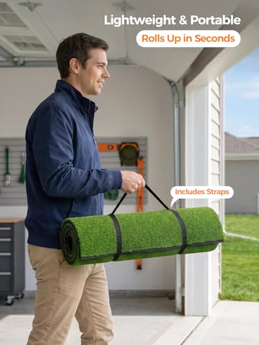 URUQ 5x4ft Heavy-Duty Golf Hitting Mat with EVA Base & 3 Tees – Indoor/Outdoor Practice Turf