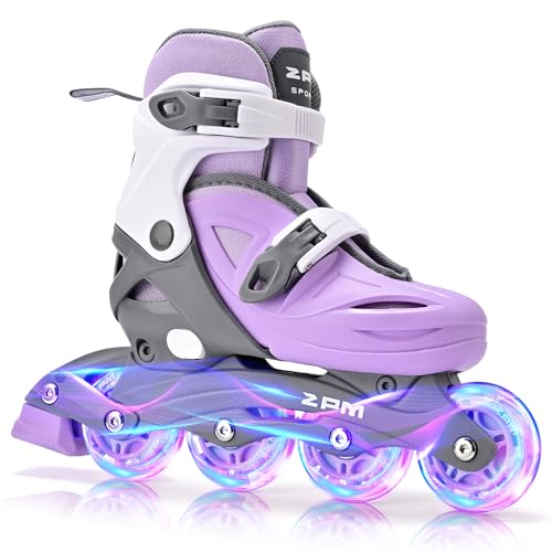 Adjustable Kids Inline Skates for Girls and Boys - Purple, Medium - Big Kid 13C-2.5Y US