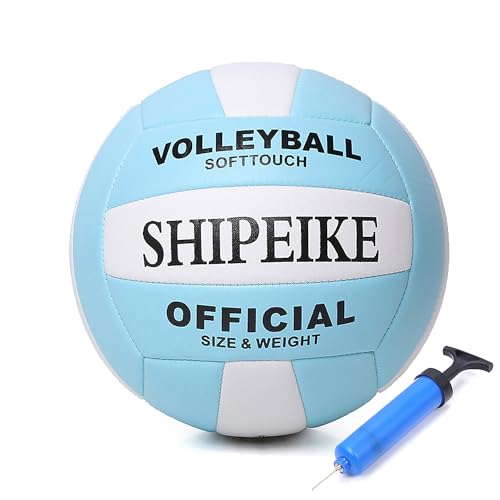 Light Blue Official Volleyball - Waterproof PU, Anti-Explosion, Indoor & Outdoor Play for Kids & Teens