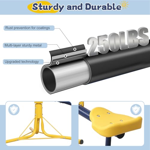 Outdoor Kids Seesaw with 360° Rotation, Heavy Duty 250lb Capacity, for Ages 3-8
