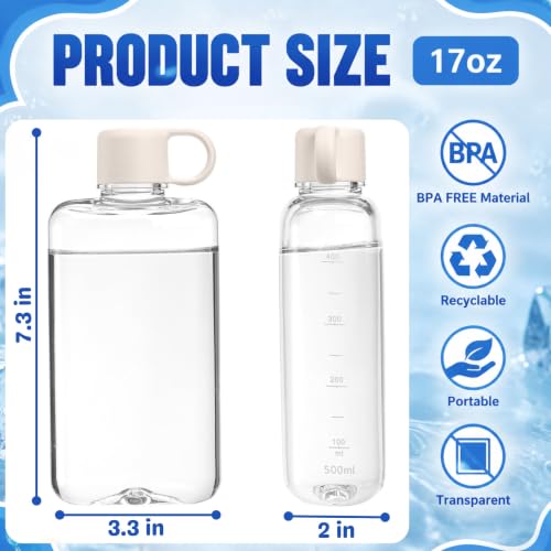 2 Pack Portable Flat Water Bottles 17oz BPA Free Slim Drinking Travel Bottles