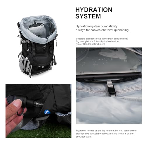 MountainTop 80L Black Internal Frame Hiking Backpack, Large Capacity Outdoor Pack