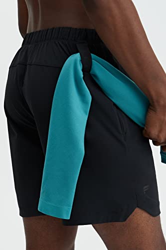 7-Inch Men's Lightweight Training & Swimming Shorts with Zip Pocket - Black Large