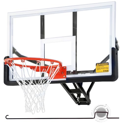 54.5-Inch Wall Mount Basketball Hoop with Shatterproof Backboard & Adjustable Height