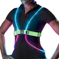 Multicolor LED Reflective Running Vest - Rechargeable, Lightweight, Adjustable Medium-Large