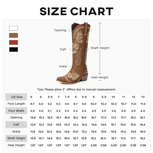 Dixhills Brown Western Cowgirl Boots for Women - Sparkly Rhinestone Embroidered Knee High Tall Boot with Side Zipper, Retro Pointed Toe for Country Wedding & Party
