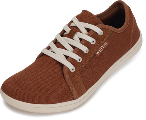 WHITIN Women's Canvas Barefoot Shoes Wide Sneakers - Brown Beige, Size 9