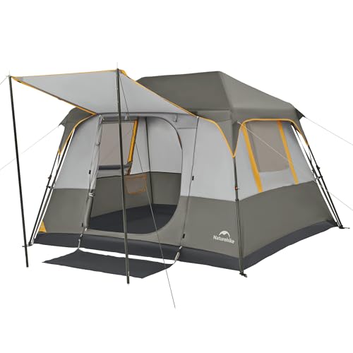 Naturehike Grey 4-Person Instant Pop-Up Camping Tent - Waterproof & Easy Setup