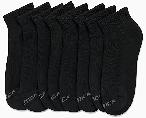 Nautica Mens Quarter Socks - Cushioned Moisture-Wicking Athletic Socks 6 Pairs - Black, Size 12.5