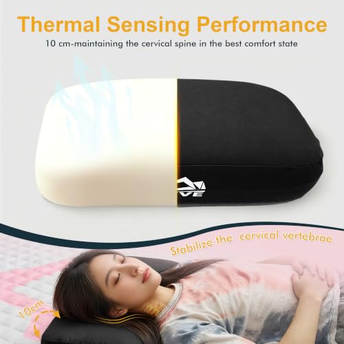 Black Memory Foam Travel Pillow - Ergonomic Neck & Lumbar Support for Camping & Backpacking