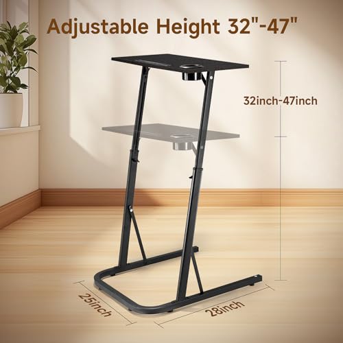 VTORY Black Adjustable Height Standing Desk for Treadmill Walking & Cycling