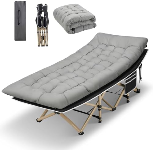 HABUTWAY Light Grey Folding Camping Cot for Adults, 75"x28", 600lbs Capacity, with Mattress & Carry Bag