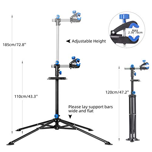 Adjustable Bicycle Repair Stand with Tool Tray for Home & Bike Maintenance