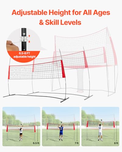 Adjustable Height Badminton and Volleyball Net Set for Outdoors, Portable with Carrying Bag