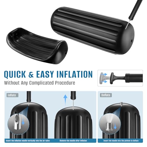 Black Boat Fenders Bumpers Pack of 4 - 10 x 28 Inches Docking Protectors