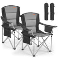VEVOR 2 Pack Oversized Heavy Duty Camping Folding Chairs with Lumbar Support, Cooler Bag & Side Pockets