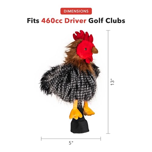 Golf Driver Headcover - Lifelike Chicken Design, UV-Resistant Fur, Fits 460cc Clubs