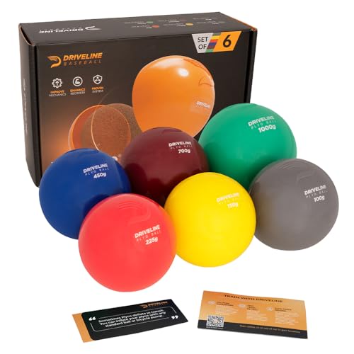 Driveline Baseball PlyoCare Balls Set of 6 Weighted Pitching Training Balls with 16-Week Program