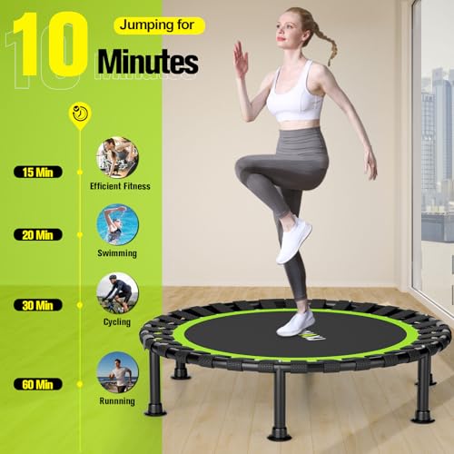 Foldable Mini Trampoline 48-Inch Rebounder for Indoor Fitness Green