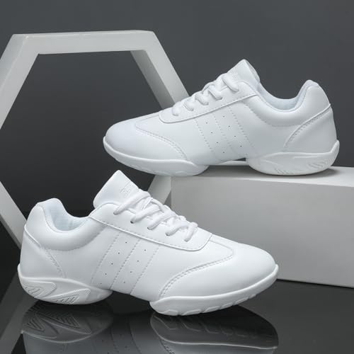 BAXINIER Girls White Cheerleading Dance Shoes - Toddler Size 9, White 6683
