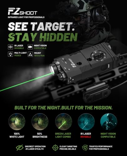 EZshoot Black 3-in-1 Rifle Laser Light Combo 1600 Lumen with Green & IR Lasers