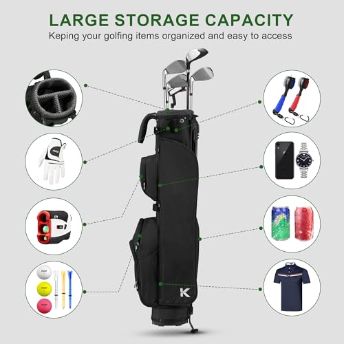 KVV Black Lightweight Pitch and Putt Golf Stand Bag with Adjustable Straps