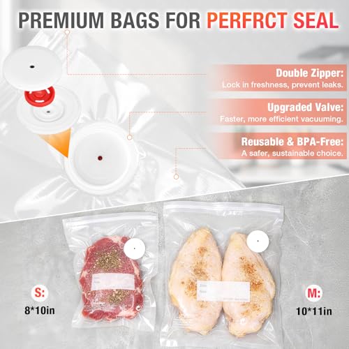 Handheld Food Vacuum Sealer with 30 Reusable Bags - Portable & Battery-Powered