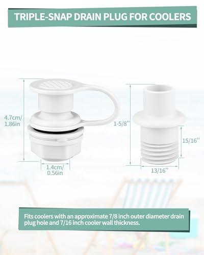 Cooler Drain Plug Replacement Kit for Igloo 25-70 Qt Ice Chests - Leak-Proof Seal