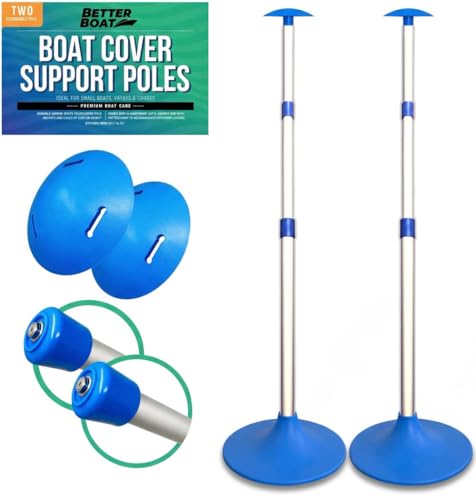 Better Boat 2 Pack Boat Cover Support Poles - Adjustable, Twist Lock, Snap & Mushroom Tops