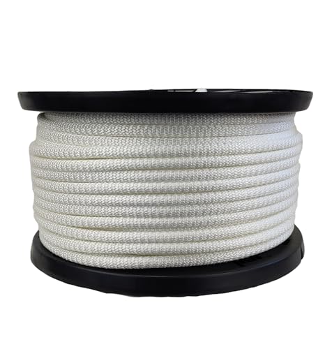 3/8 Inch White Polyester Rope 250 Ft Solid Braid Utility Cord UV Resistant Heavy-Duty