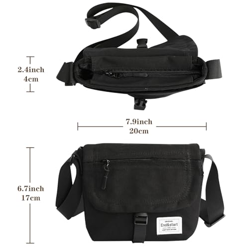 Small Crossbody Bag for Men Women - Canvas Messenger Shoulder Bag Travel Purse