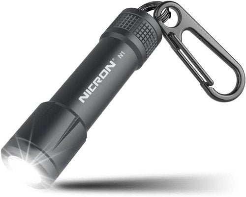 NICRON EDC Keychain Flashlight N1 - Mini LED Light, IPX7 Waterproof, Portable for Outdoor Use | Grey