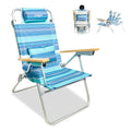 ARURU Light Green Tall Folding Beach Chair for Adults with Cooler & Cup Holder, 5-Position Recline, Portable Backpack Design