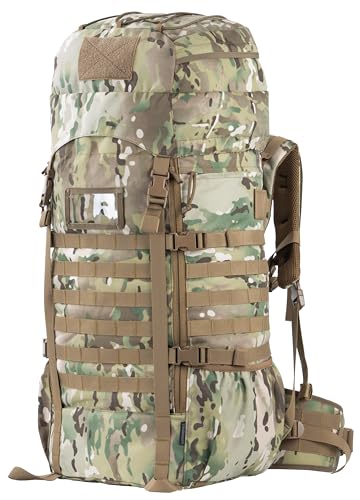 75L Camo Tactical Backpack with Internal Frame, MOLLE & Hydration System - Backferry