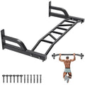 SELEWARE 48" Heavy Duty Wall Mount Pull Up Bar with Hangers - Black Variant B