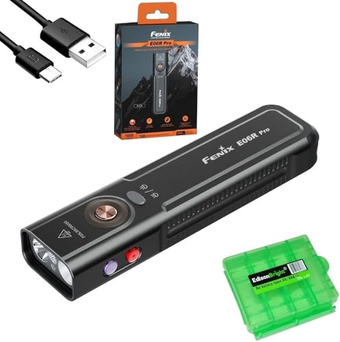 Fenix E06R Pro 1600 Lumen Rechargeable LED Flashlight with Red Beam & UV Light - Black