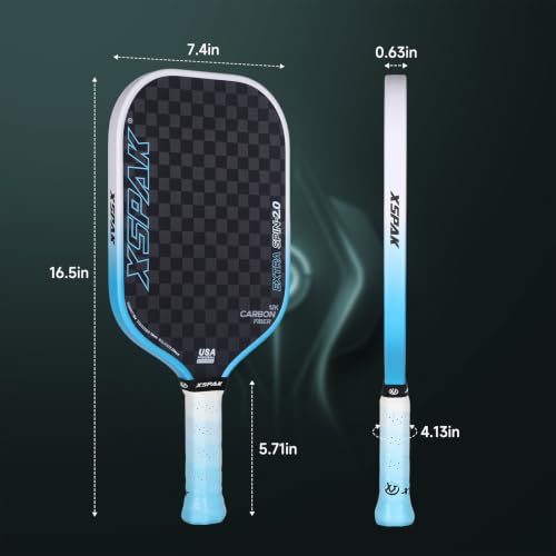 XS XSPAK Blue 12K Carbon Fiber Pickleball Paddle USAPA Approved with Cushion Grip