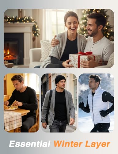 X-Large 3 Pack Men's Thermal Underwear Long Johns Fleece Lined Soft Warm Base Layer Black